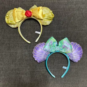 디즈니 머리띠 2세트 벨 아리엘 프린세스 미녀와 야수