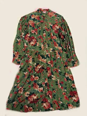 구제 의류 꽃무늬 긴팔 원피스