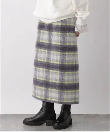 LEPSIM 샤기 체크 스커트 그레이 미사용 새상품