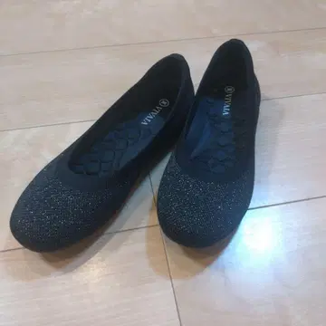 VIVAIA Claire 라운드토 플랫슈즈 라메 블랙 24.0