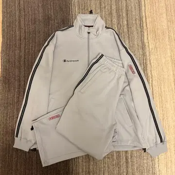 Champion 남성용 라이트 그레이 저지 상하의 세트 L