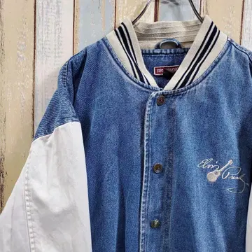 371 빈티지 코튼 베이스볼 자켓 원포인트 자수 L 상당