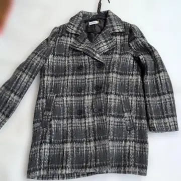 LEPSIM 체크 무늬 더블 브레스트 코트