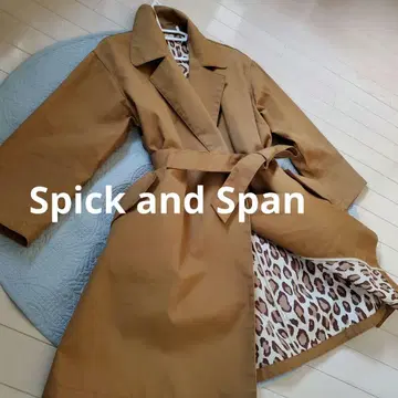 스픽 앤 스팬 벨트 포함 카멜 롱 코트 레오파드
