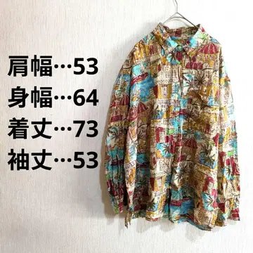 컬러풀 풍경 프린트 긴팔 셔츠