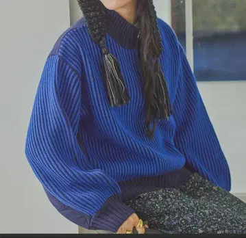 니코앤드 스트라이프 하이넥 니트 스웨터