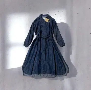 택 포함 (g) 그램 라이트 데님 셔츠 원피스 인디고