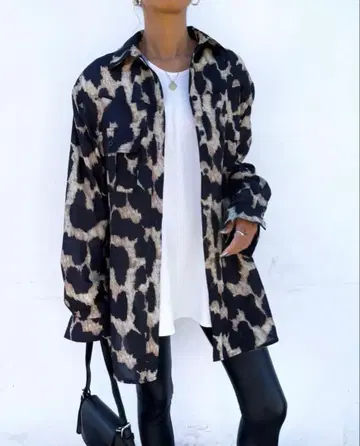 su_do 스드 레오파드 무늬 오버 사이즈 셔츠