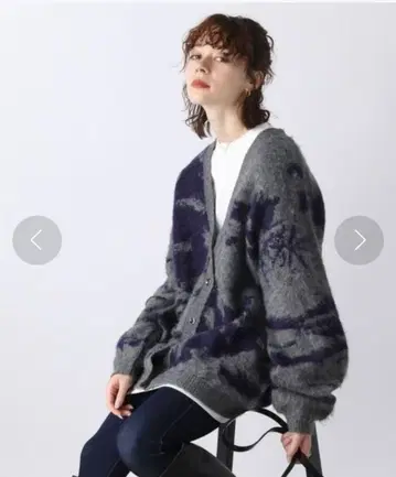 [미사용에 가까움] JEANASIS 5G Foggy 기모 V넥 가디건