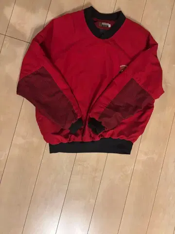 나일론 자켓 빨간색 풀오버