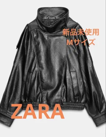 택 포함 미사용 새상품 ZARA 블랙 가죽 자켓 M