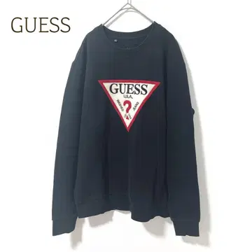 게스 맨투맨 트레이닝복 (L) 속기모 코튼 혼방 로고 한국제 루즈핏