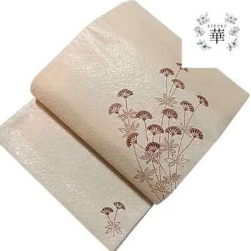 1870 화 후쿠로 오비 노리치라시 점획조 꽃 고급 성인 페일 오렌지