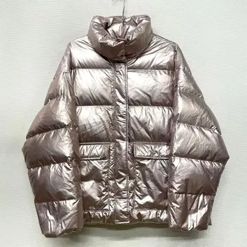 GAP 메탈릭 핑크 하이넥 다운 자켓