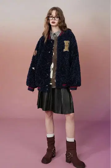 ELF SACK 네이비 바시티 자켓