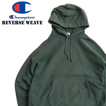 Champion 리버스 위브 무지 풀오버 후드티 XL 그린