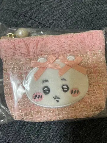 새상품 트위드 티슈 파우치 치이카와 (먼작귀) 리본 화장품 소품함 파우치