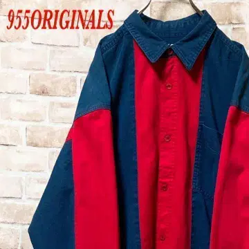 [레어] 955 ORIGINALS BD셔츠 긴팔 투톤 레드 네이비