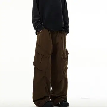 MADWITCH 카고 팬츠 브라운 포켓 부착 카고 팬츠