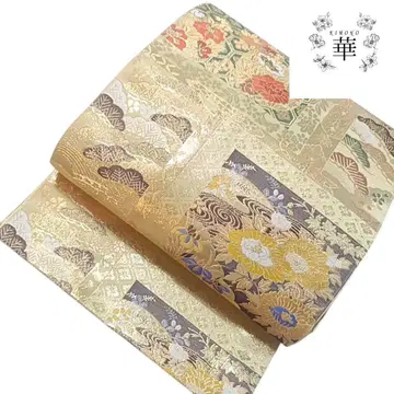 1870 화 후쿠로 오비 꽃 거북 등 무늬 소나무 금