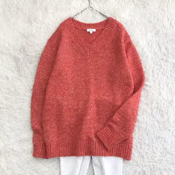 [ 새상품급 ] BEAUTY&YOUTH 알파카 혼방 V넥 니트 오렌지 L