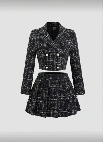 트위드풍 더블 브레스트 셋업