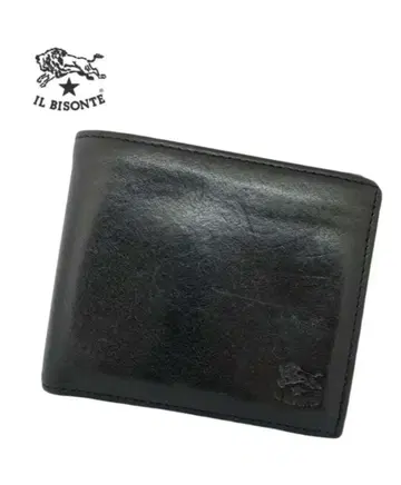 IL BISONTE 블랙 가죽 접이식 지갑