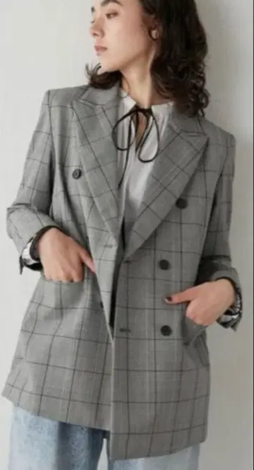 [ Whim Gazette ] 더블 체크 자켓