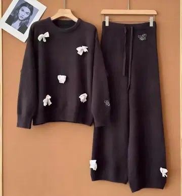 젤라피케 리본 풀오버 롱 팬츠 세트 상하의 세트