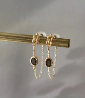 [Cui-cui] 바이컬러 체인 후프 귀걸이 K10YG