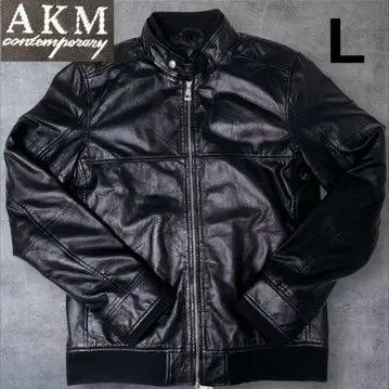 [ 새상품급 ] AKM 가죽 싱글 라이더 자켓 L 블랙 양가죽 양가죽