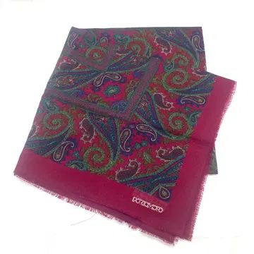 Y512-309 로마노 대형 스톨 페이즐리 울 실크 보르도