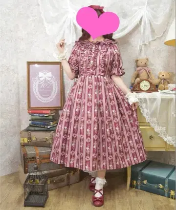 axes femme kawaii Rosy Bear 패턴 원피스