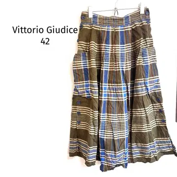 비토리오 주디체 롱 스커트 체크 무늬 버튼 디자인 일본제