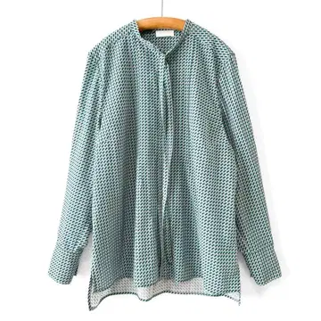 새상품급 TOMORROWLAND 키카 다이아고날 보타이 블라우스 그린