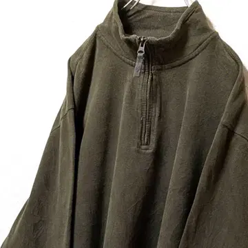 조지 하프 지퍼 맨투맨 트레이닝복 그린 카키 L 구제 의류