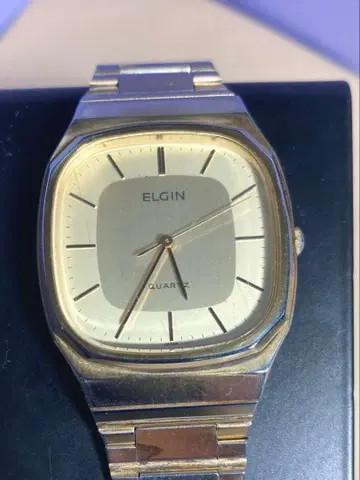 작동품 ELGIN 쿼츠 손목시계 골드 남성용