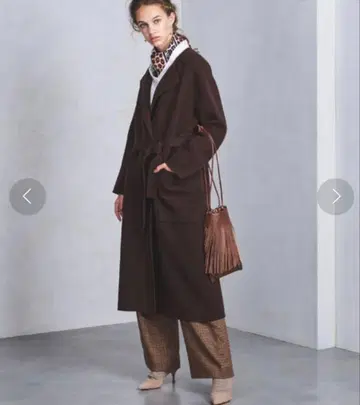 UGCB 더블 페이스 노카라 코트 브라운 36