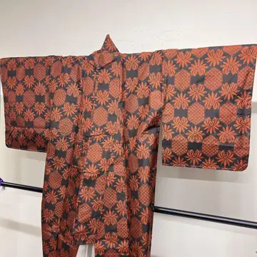 코몬 오시마 명주 진흙 염색 난국 능 직물 기모노 124tz