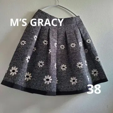 새상품급 M'S GRACY 엠즈 그레이시 플라워 모티브 플레어 스커트 M