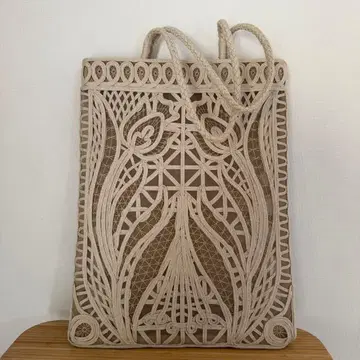 마메 쿠로고치 코드 자수 토트백