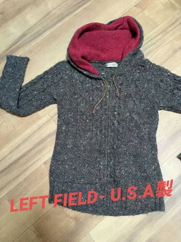 [ Left Field ] 빈티지 로우게이지 니트 후드티 미국산!