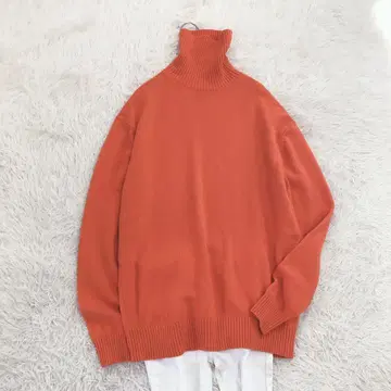 [새상품급] 매킨토시 철학 울 혼방 터틀 니트 오렌지 38