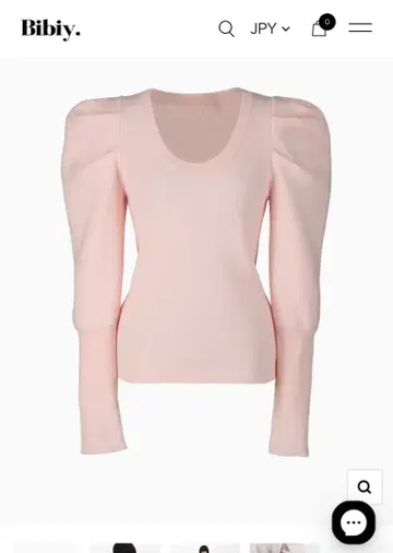 Bibiy. 퍼프 슬리브 니트 스웨터 핑크