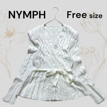 NYMPH 니트 가디건 화이트 케이블 니트 새상품급