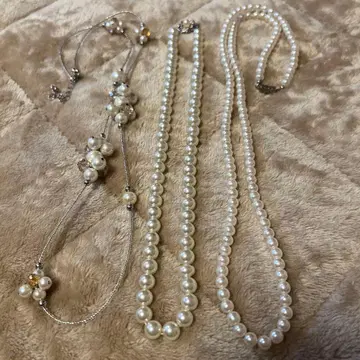 화이트 펄 목걸이 3개 세트