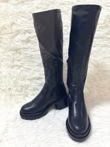 롱 부츠 통굽 블랙 S 심플