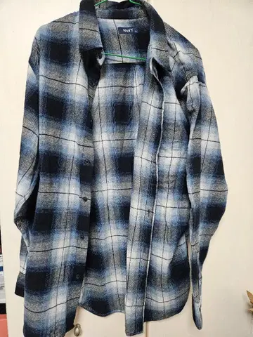 옴브레 섀도우 플란넬 셔츠 블루