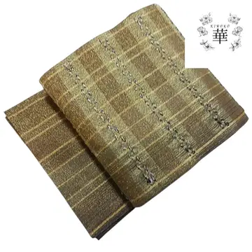 1890 화 후쿠로 오비 히나야 오타이코 줄무늬 뜨개질 브라운 금