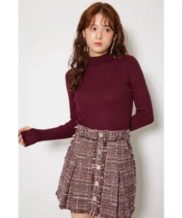 rienda 엄지손가락 구멍 워셔블 하이넥 니트탑